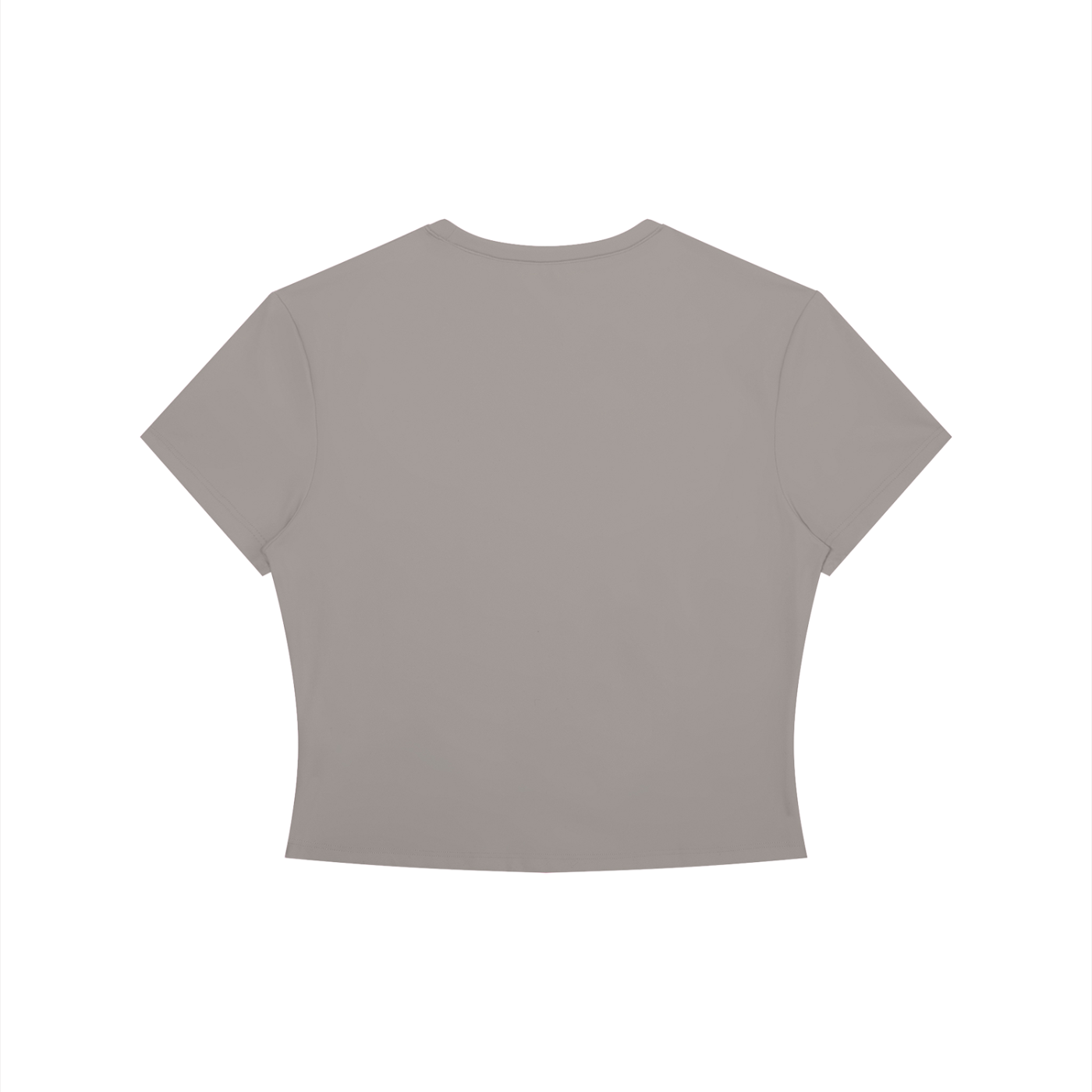 Back view of a plain gray t-shirt on a white background