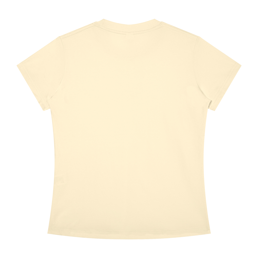 A plain short-sleeve crewneck t-shirt in a light cream or pale yellow color, shown from the back on a solid white background.