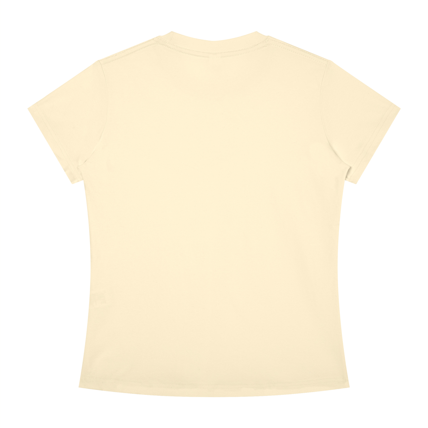 A plain short-sleeve crewneck t-shirt in a light cream or pale yellow color, shown from the back on a solid white background.