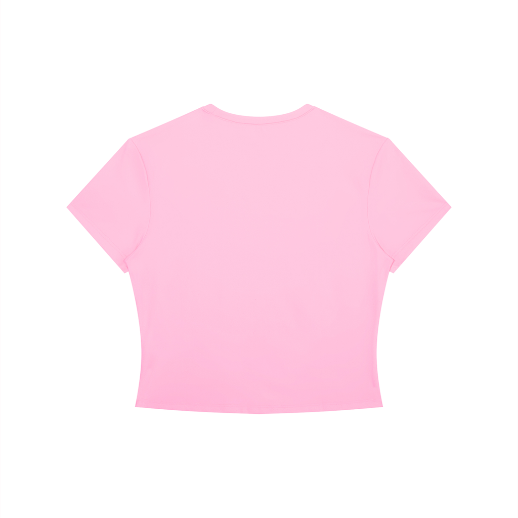 Pink crop top on a white background