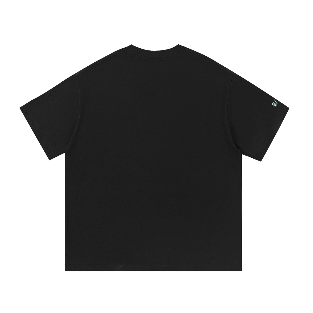 Black t-shirt on a white background