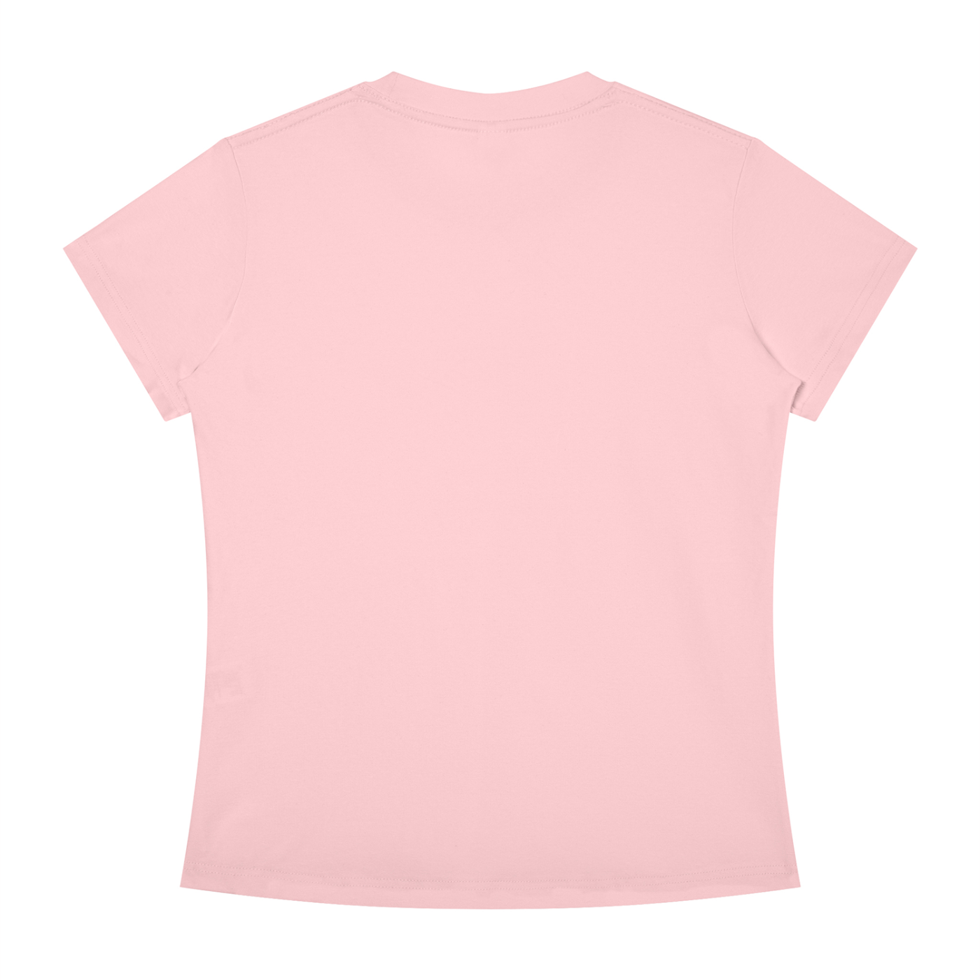 A light pink short-sleeve crewneck t-shirt shown from the back, isolated on a solid white background.
