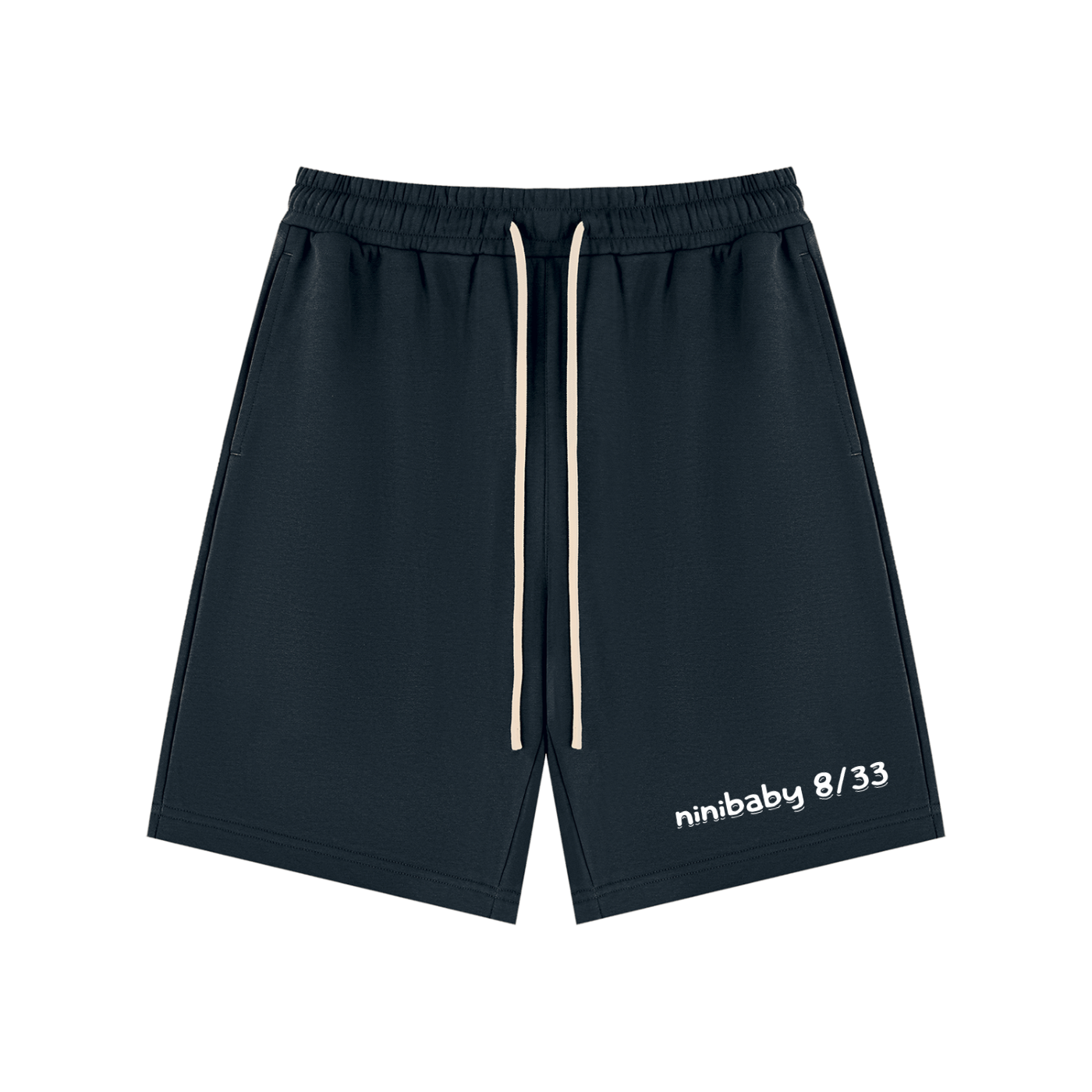 Green athletic shorts with a brand logo on a light gray background