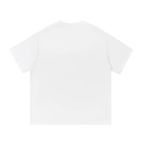 Plain white t-shirt on a light beige background