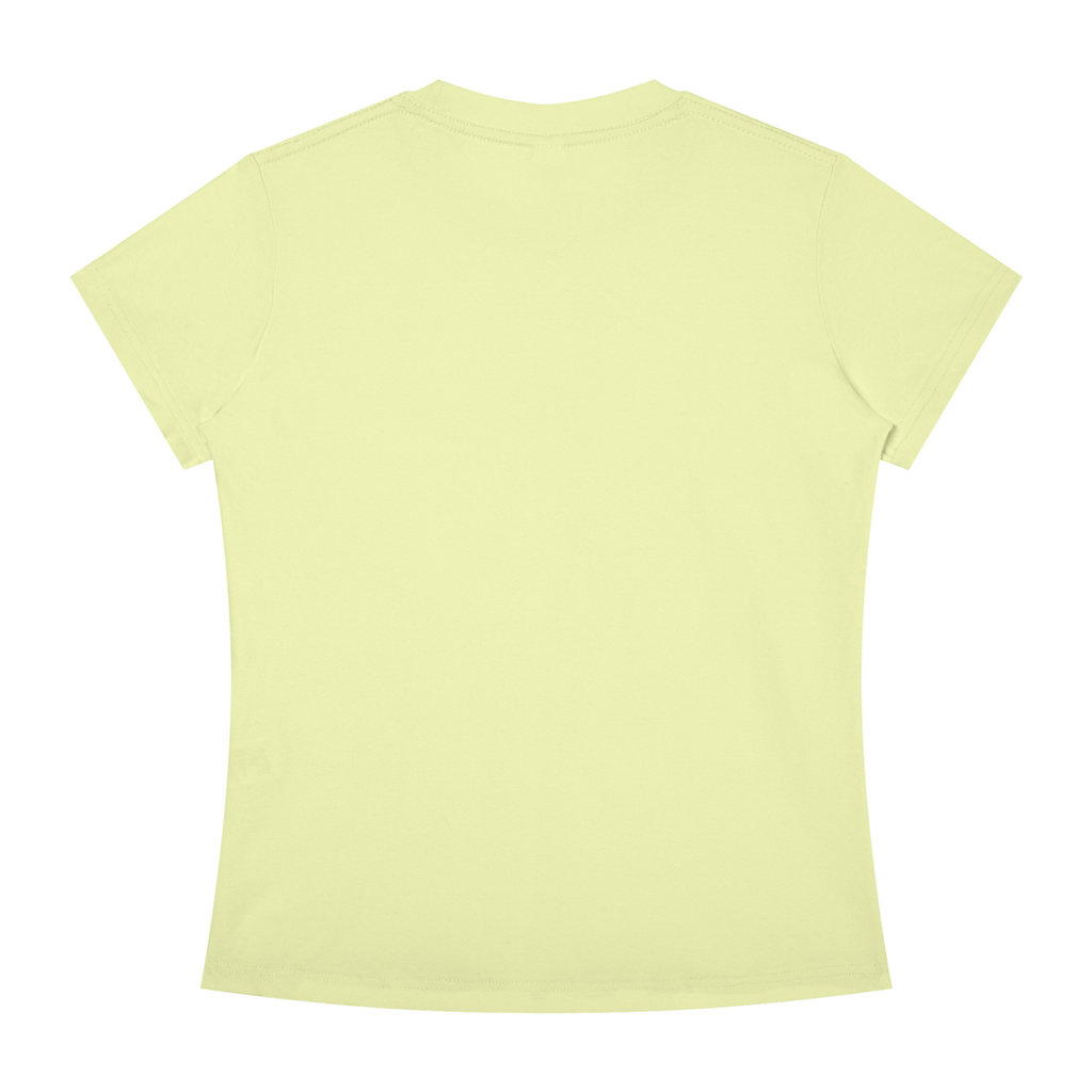 A pale yellow-green short-sleeve t-shirt shown from the back, laid flat against a solid white background.