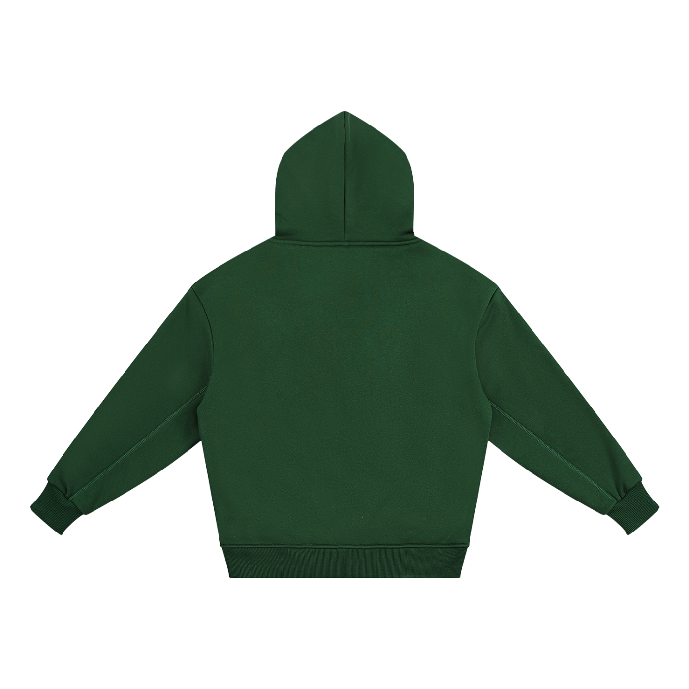 Green hoodie shown from the back on a white background