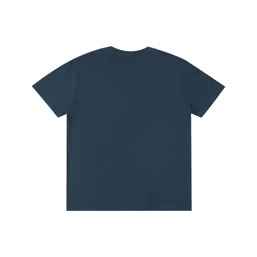 Navy blue t-shirt on a white background